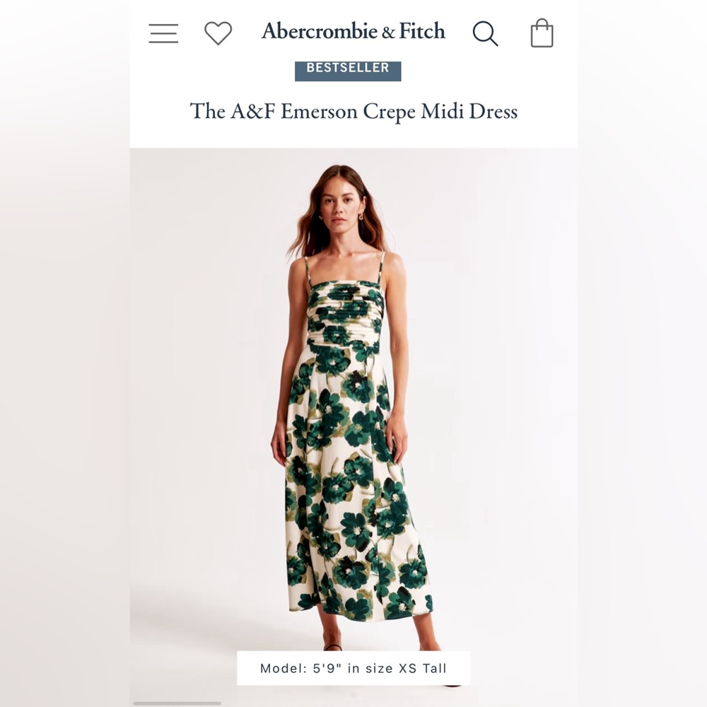Abercrombie - The A&F Emerson Crepe Midi Dress NWT